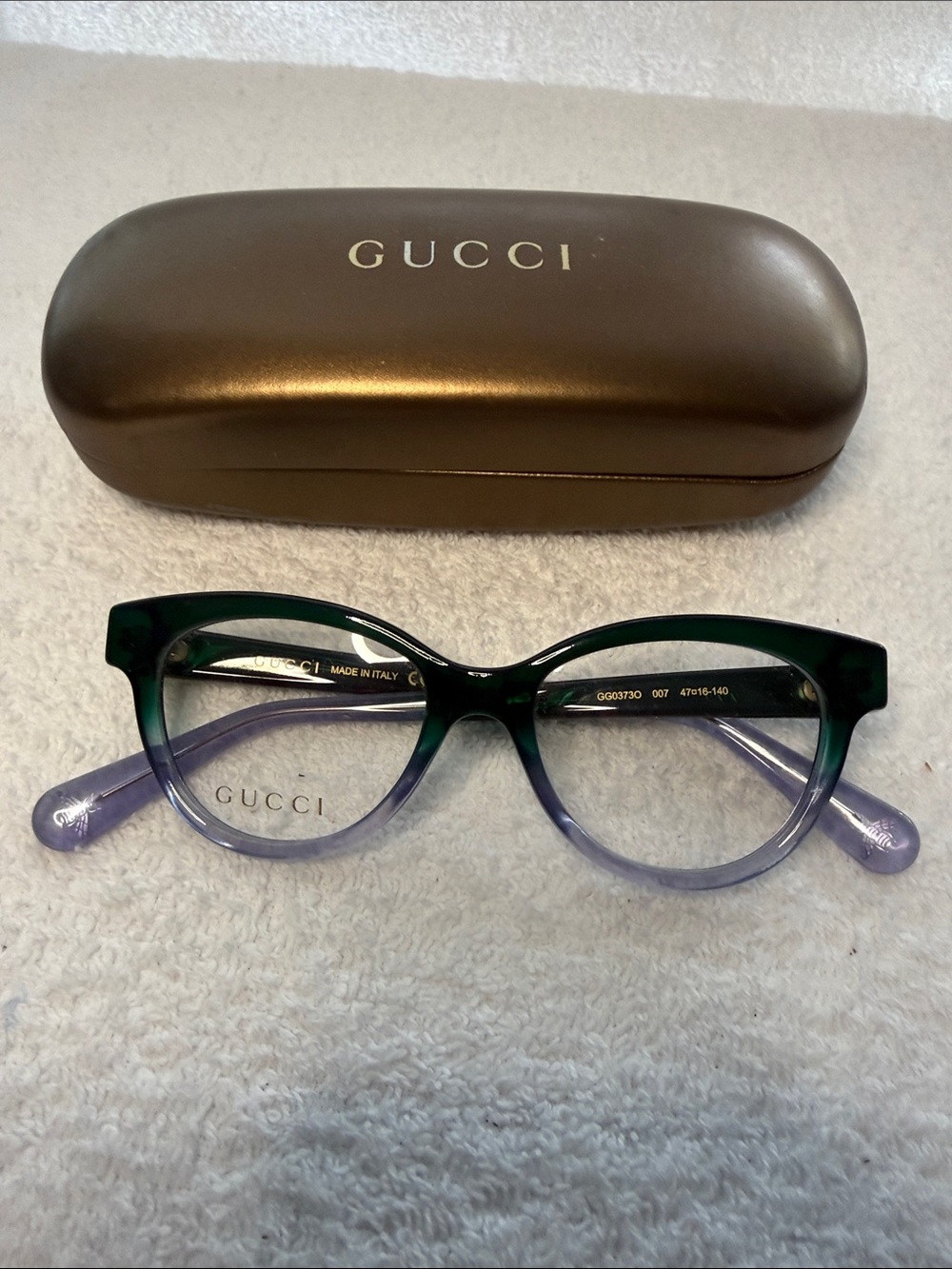 Authentic Gucci GG 0373O 007 Green Fade Eyeglasses Cat-Eye Frames